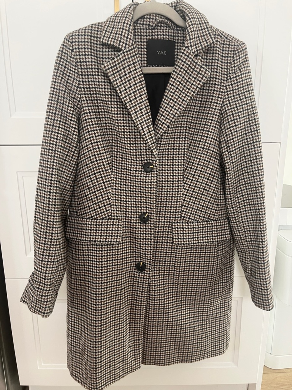 Yas Houndstooth Light Trench Coat